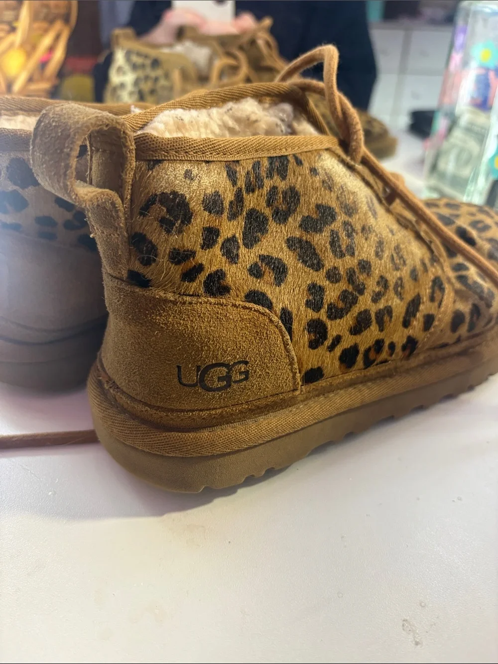 UGG Kids Leopard Print Lace-Up Boots - Tan & Black